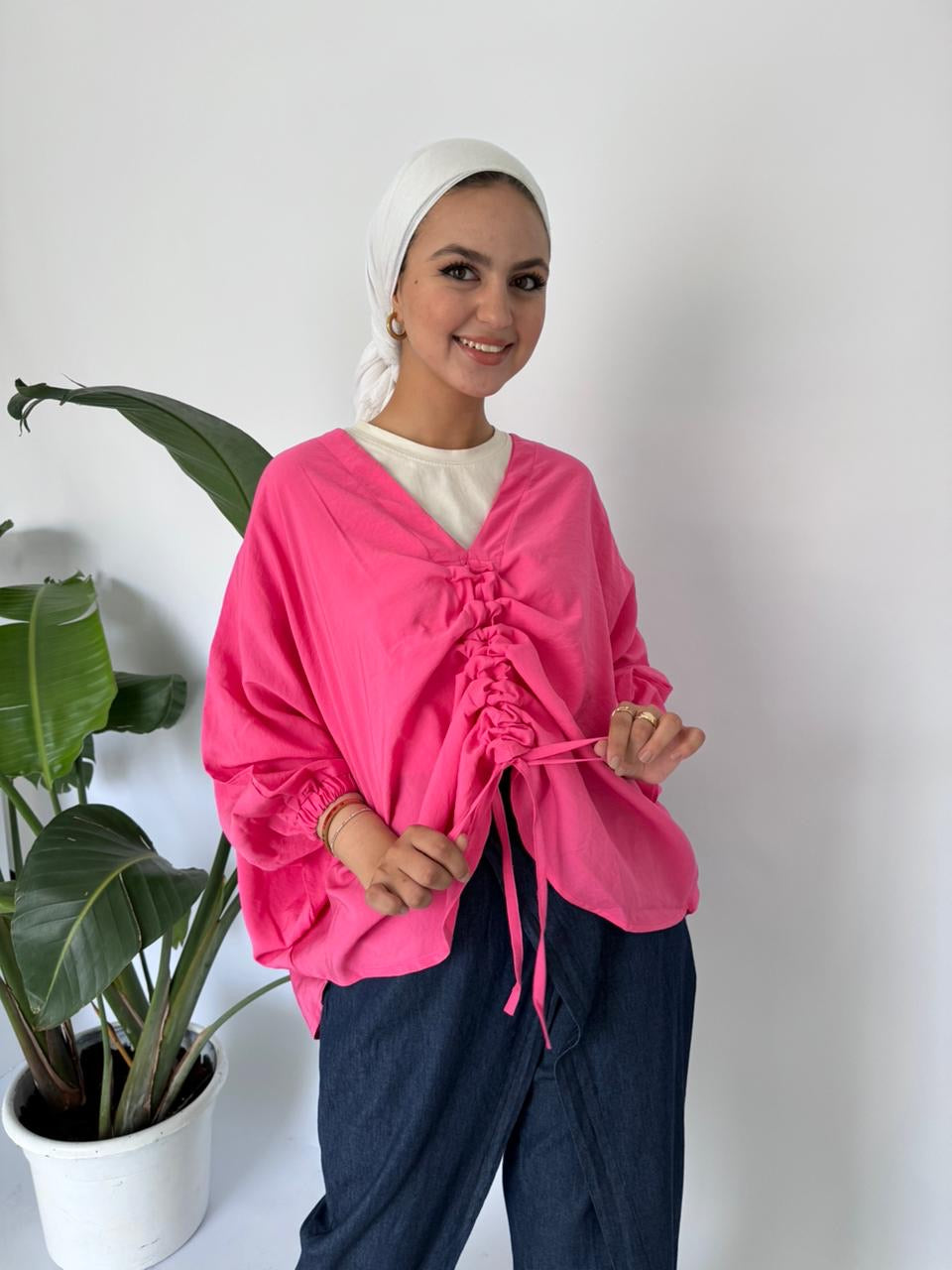 Ruched Balloon Sleeves