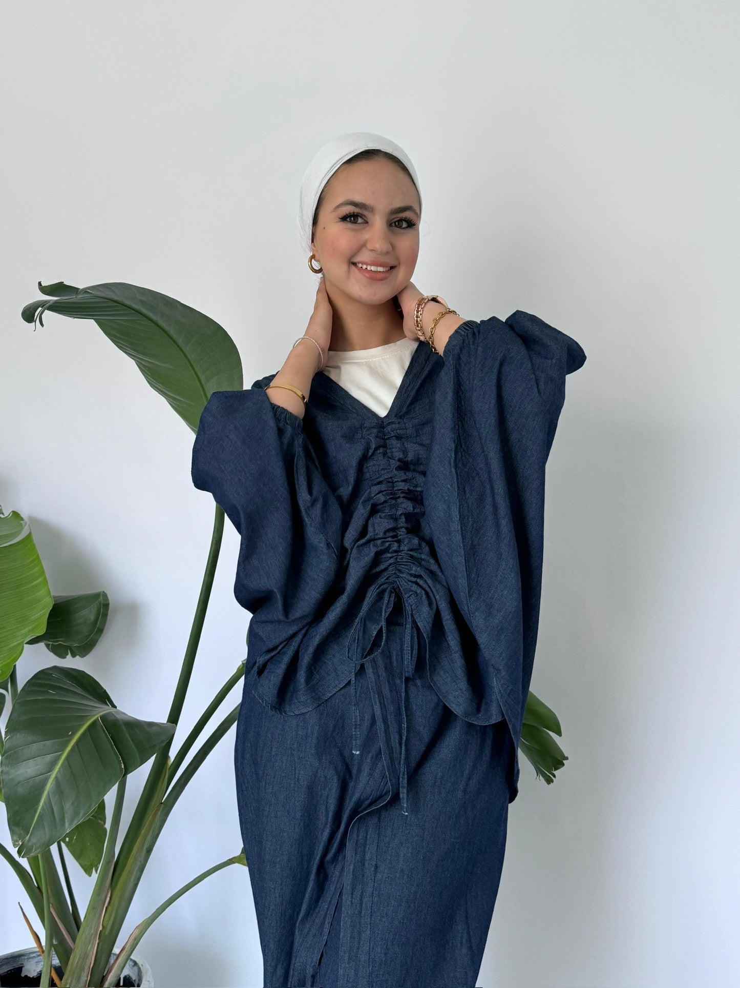 Ruched Balloon Sleeves